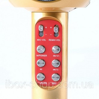 Беспроводной микрофон караоке блютуз WSTER 1816 Bluetooth динамик USB Светло кор. . фото 5
