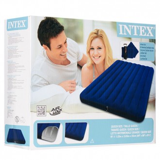 Двухспальный надувной матрас Intex 68765, с насосом и двумя подушками, изготовле. . фото 3