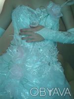 Продам шикарное свадебное платье р.44-48,верх-корсет из атласа на молнии и шнуро. . фото 6