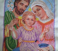 Продам ікону "святе сімейство"вишиту чешським бісером.Обрамлена в рамку,рамка де. . фото 5
