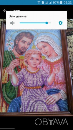 Продам ікону "святе сімейство"вишиту чешським бісером.Обрамлена в рамку,рамка де. . фото 1