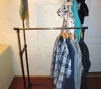 Удобная двойная стойка-вешалка напольная для одежды регулируемая по высоте от 90. . фото 7