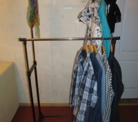 Удобная двойная стойка-вешалка напольная для одежды регулируемая по высоте от 90. . фото 5