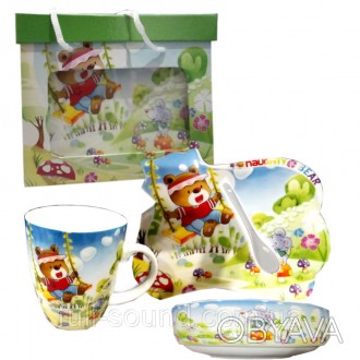красивый фарфоровый набор детской посуды на 4 предмета в подарочной упаковке, в . . фото 1