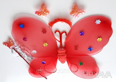 Набор феи красного цвета, идеальное дополнение к костюму феи или бабочки. В комп. . фото 1