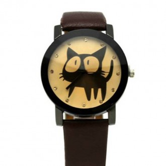 Модные наручные часы Чёрный кот. Защитное стекло фигурное и состоит из 12 граней. . фото 3
