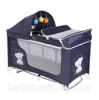Кровать - манеж LORELLI Moonlight 2 plus rocker dark blue teddy bear. Киев. фото 1