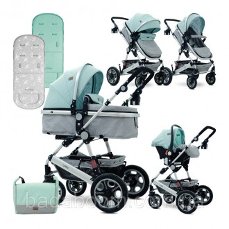 Детская коляска Lorelli Lora set green&grey birds. Київ. фото 1
