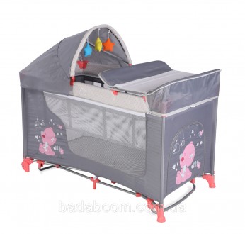Кровать - манеж LORELLI Moonlight 2 plus rocker pink&grey my baby. Киев. фото 1