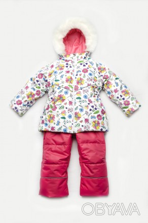 Детский зимний костюм-комбинезон «Цветочки» (куртка и полукомбинезон) — подходит. . фото 1