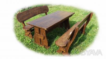 Комплект садових меблів. Комплект: стіл+ 2 лавки. Довжина набору -1,8м, ширина с. . фото 1