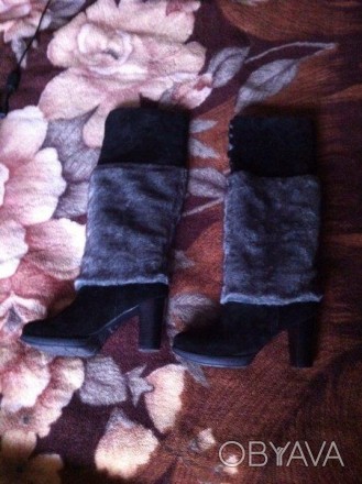 Продам зимові замшеві ботфорти: Натуральна замша, підкладка на цегейці. Колір: ч. . фото 1