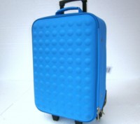 Компактный и функциональный чемодан синего цвета на двух колесах с телескопическ. . фото 2