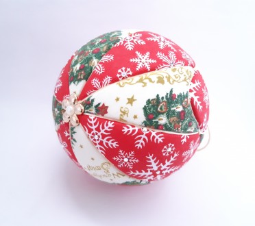 Новогодний шар Кимекоми, авторская елочная игрушка с тканевым покрытием, закрепл. . фото 5