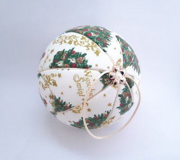 Новогодний шар Кимекоми, авторская елочная игрушка с тканевым покрытием, закрепл. . фото 4