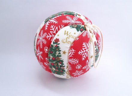 Новогодний шар Кимекоми, авторская елочная игрушка с тканевым покрытием, закрепл. . фото 7