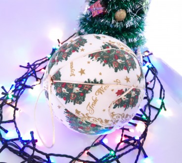 Новогодний шар Кимекоми, авторская елочная игрушка с тканевым покрытием, закрепл. . фото 8