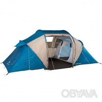 Двохшарова палатка для 4 осіб з двома кімнатами, призначена для кемпінгу та тури. . фото 1
