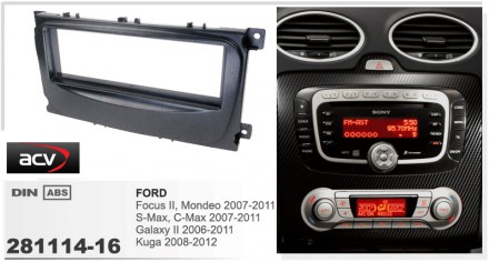 
 Переходная рамка ACV 281114-16 для автомобилей: Ford Focus II 2007-2011 Mondeo. . фото 3