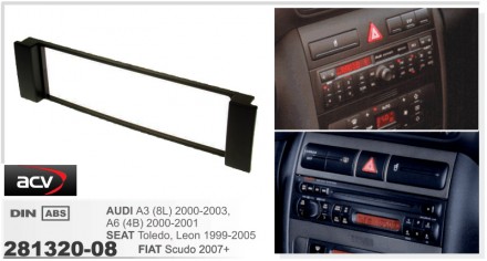 
 Переходная рамка ACV 281320-08 для автомобилей: Seat Toledo 1999-2005 Leon 199. . фото 3