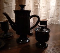Сервиз кофейный керамический черного цвета на 6 персон. 14 предметов: кофейник, . . фото 4