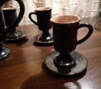 Сервиз кофейный керамический черного цвета на 6 персон. 14 предметов: кофейник, . . фото 3