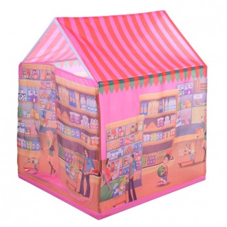 Палатка детская игровая М 5788 выполнена в форме дома и разрисована, как суперма. . фото 3