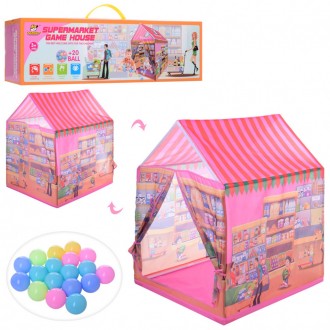 Палатка детская игровая М 5788 выполнена в форме дома и разрисована, как суперма. . фото 2