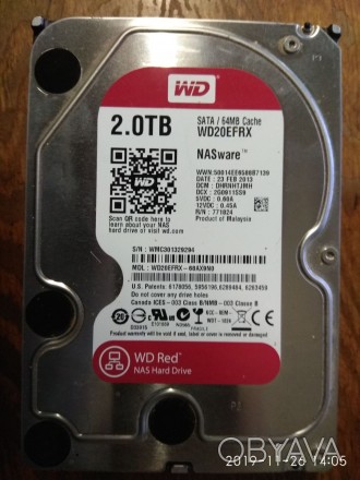 Жесткий диск 3.5" 2TB Western Digital (WD20EFRX) б/в исправный. . фото 1