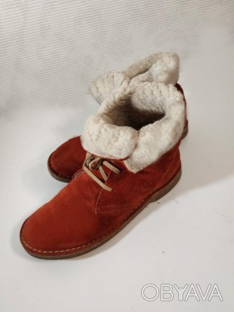 Ботинки унисекс, натуральная рыжая замша, супер качественные, внутри искусственн. . фото 1
