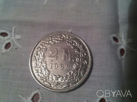 Продам редкую монету 2Fr 1968г идеальное состояние лицевая и пыль ная сторона не. . фото 1