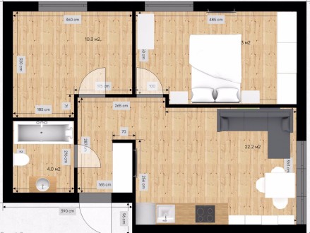 Двухкомнатная квартира (кухня-сттудио и 2 отдельные спальни) расположена на 6-м . . фото 11