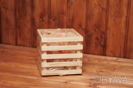 Кубик из натурального дерева (липа, ольха). Наполнение розовая гималайская соль . . фото 1