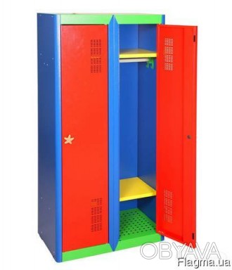 Детский шкаф для одежды металлический ШОД-300/2 предназначен для хранения сменно. . фото 1