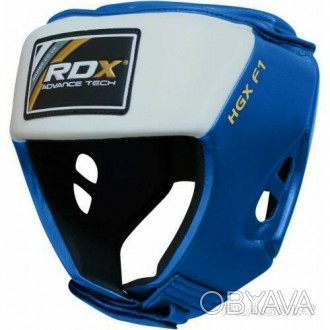 Боксерский шлем для соревнований RDX BlueБоксерский шлем RDX Leather надежно защ. . фото 1