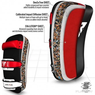 Пады для тайского бокса RDX Red (1шт)
Дизайн и пошив обеспечивает комфортную пос. . фото 3