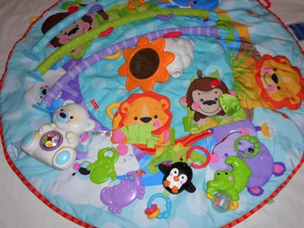 Игровой музыкальный коврик для младенца с дугами и подвесками Baby Go Fisher Pri. . фото 5