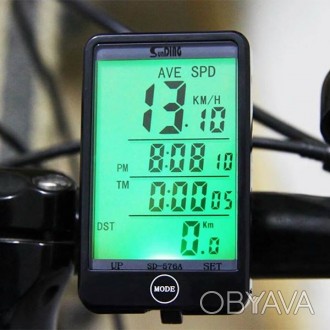 Безпровідний велокомп'ютер SunDing SD-576C спідометр годинник термометр 27 функц. . фото 1