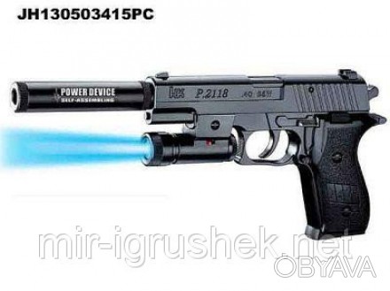 Пистолет P2118-B+ с пульками,глушителем,лазер.кул.ш.к.JH130503415PC /144/. . фото 1