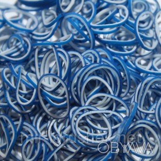 Резиночки для плетения браслетов Rainbow Loom Bands - двухцветные - белая в сине. . фото 1