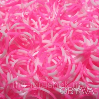 Резиночки для плетения браслетов Rainbow Loom Bands - двухцветные - бело-розовые. . фото 1