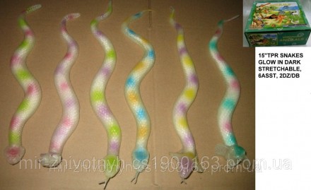 Животные силиконовые тянучка - змеи светящиеся A018P/G.
Животные силиконовые тян. . фото 2