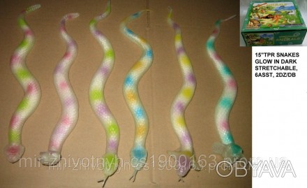Животные силиконовые тянучка - змеи светящиеся A018P/G.
Животные силиконовые тян. . фото 1