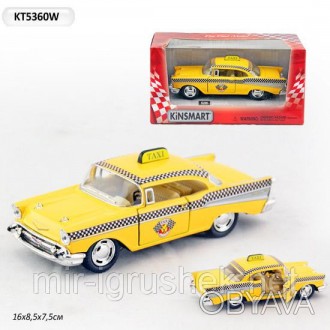 Машина метал. "Kinsmart " KT5360W (96шт/4) "Такси "Chevrolet Bel Air, в кор.16*8. . фото 1