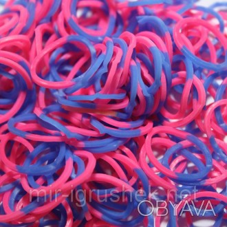 Резиночки для плетения браслетов Rainbow Loom Bands - двухцветные - розово-синие. . фото 1