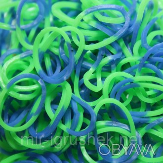 Резиночки для плетения браслетов Rainbow Loom Bands - двухцветные - сине-салатов. . фото 1