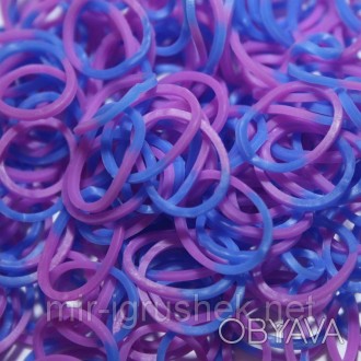 Резиночки для плетения браслетов Rainbow Loom Bands - двухцветные - сине-фиолето. . фото 1