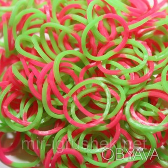 Резиночки для плетения браслетов Rainbow Loom Bands - двухцветные - розово-салат. . фото 1