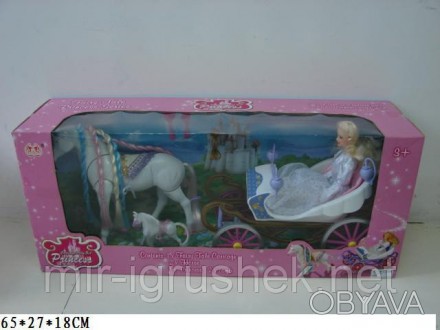  Карета 207A (6шт) с лошадью, с куклой, аксессуар., в кор. 56*30*19см. . фото 1