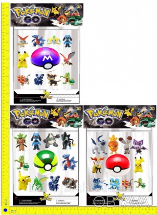 Покемоны + покебол BT-PG-0008 Pokemon GO" 10 фигурок по 2", шар 7см 3в.лист ш.к.. . фото 1